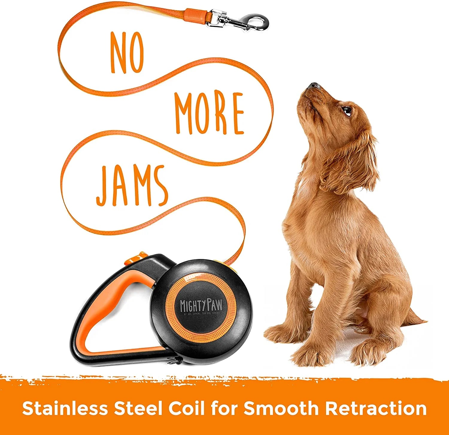 Retractable Dog Leash with 1 Touch Lock, Extra Durable Nylon Leash, No Slip Grip, Reflective Stitching, Ideal Dog Leashes for Everyday Use