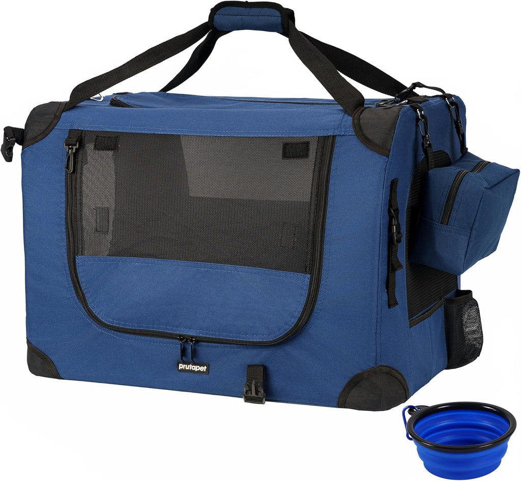 Large Cat Carrier 24"X16.5"X16.5" Portable Dog Crate for Small Medium Dogs Collapsible Traveling Pet Crate with Collapsible Bowl