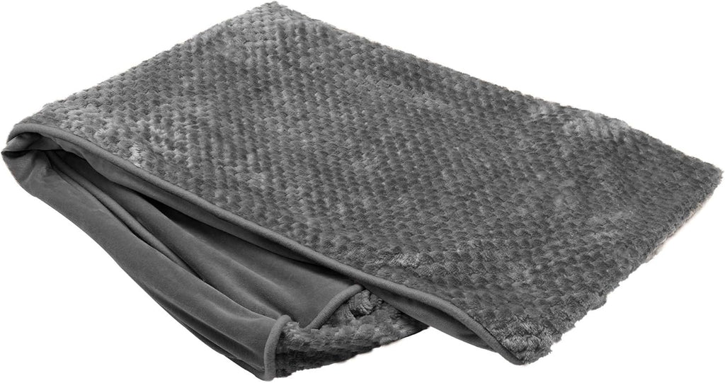 Replacement Dog Bed Cover Minky Plush & Velvet Contour Luxe Lounger, Machine Washable - Gray, Medium