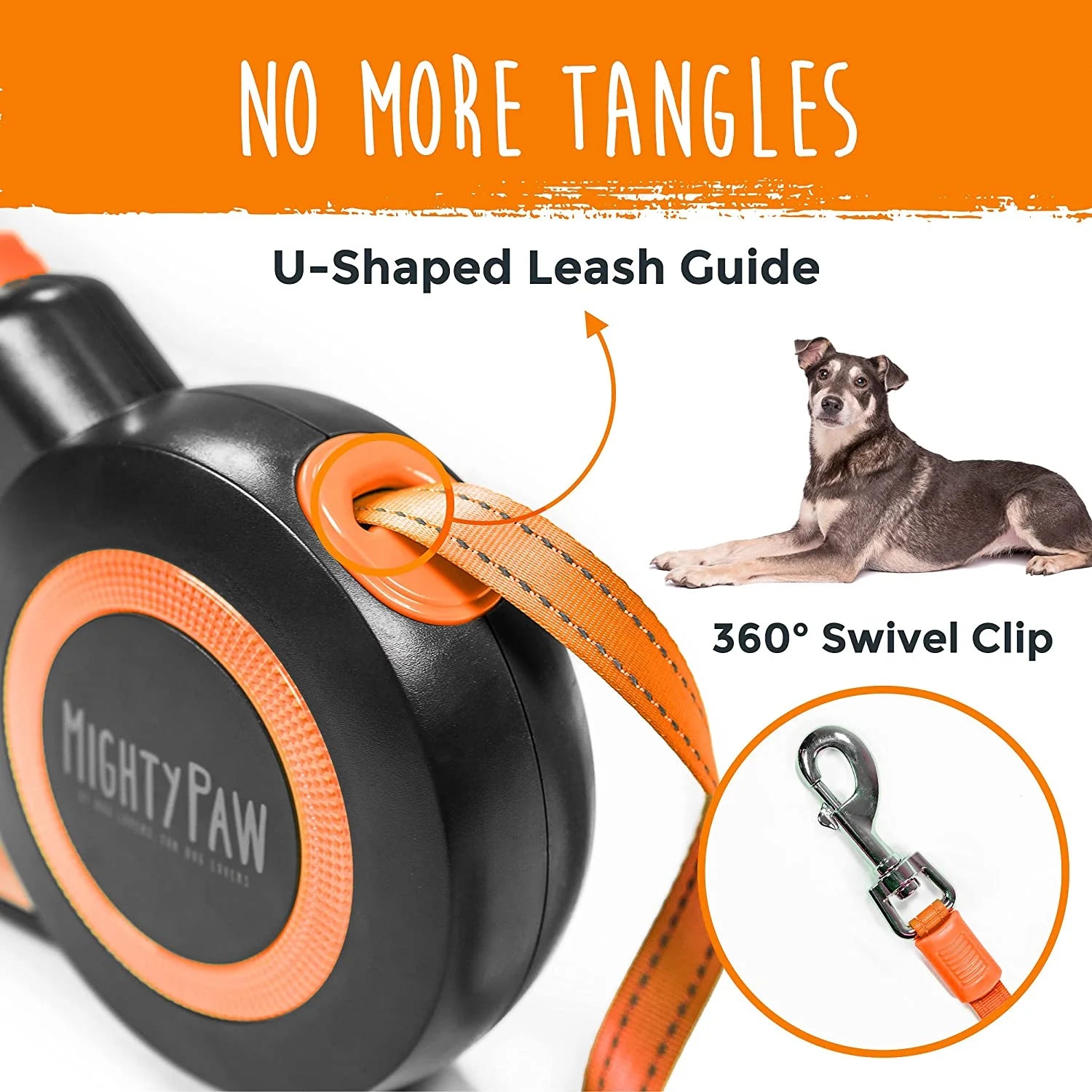 Retractable Dog Leash with 1 Touch Lock, Extra Durable Nylon Leash, No Slip Grip, Reflective Stitching, Ideal Dog Leashes for Everyday Use