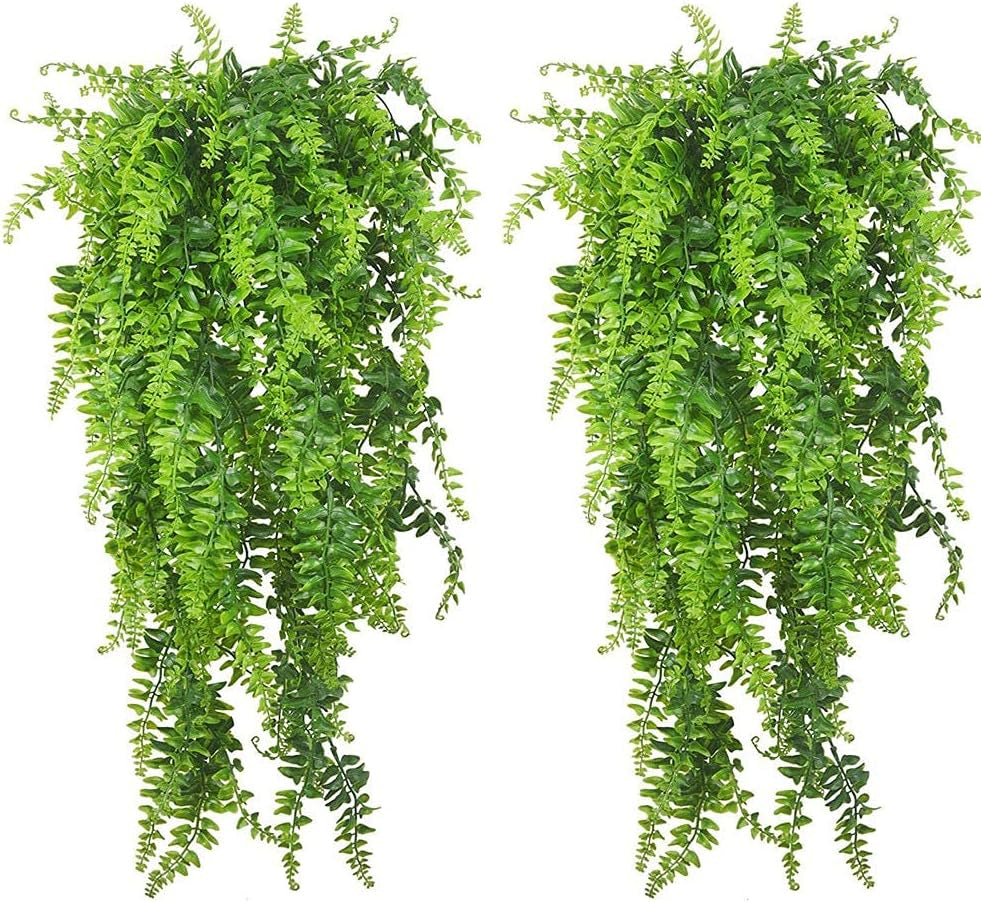 Reptile Plants Hanging Fake Vines Boston Climbing Terrarium Plant with Suction Cup for Bearded Dragons Lizards Geckos Snake Pets Hermit Crab and Tank Habitat Decorations (2 Pack)