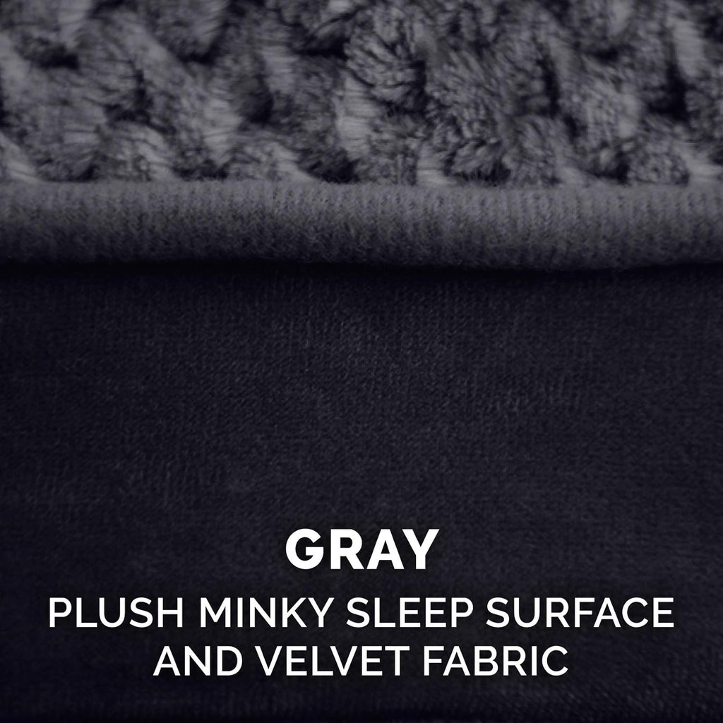 Replacement Dog Bed Cover Minky Plush & Velvet Contour Luxe Lounger, Machine Washable - Gray, Medium