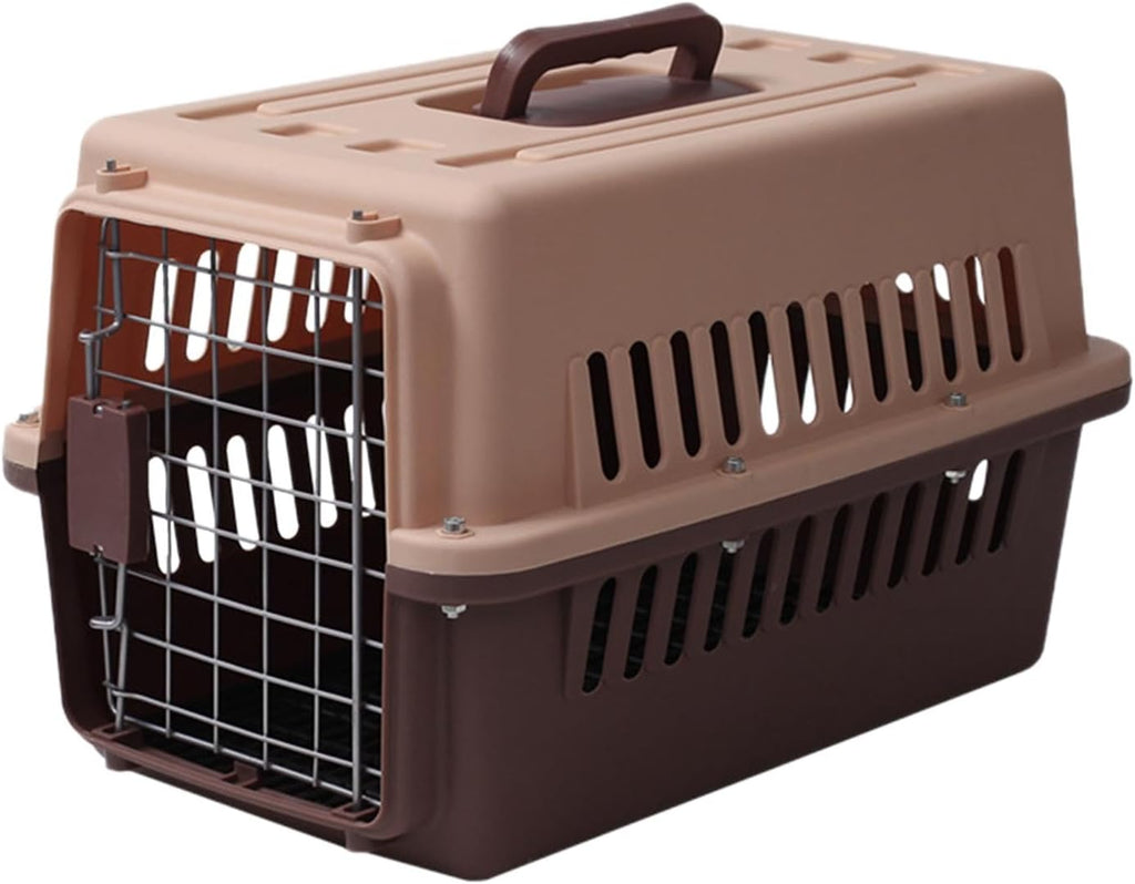Pet Carrier Pet Travel Box Portable Hard Sided Pet Transport Cage Pet Carrier Crate Box for Tiny Dog Breeds Pet Store Biking, Brown