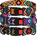 Nylon Dog Collar Aztec Geometric Pattern Ethnic Teal 10-13 Inch